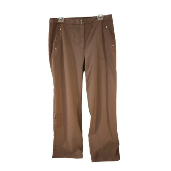 CHICO'S ZENGERGY Tan Nylon Lightweight Joggers Track Pants Size Large - Picture 1 of 9